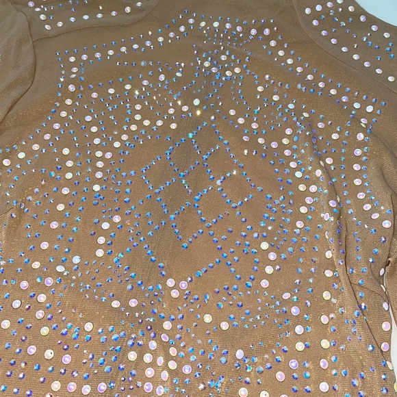 Windsor jewel mesh long sleeve nude top size L - Picture 2 of 5